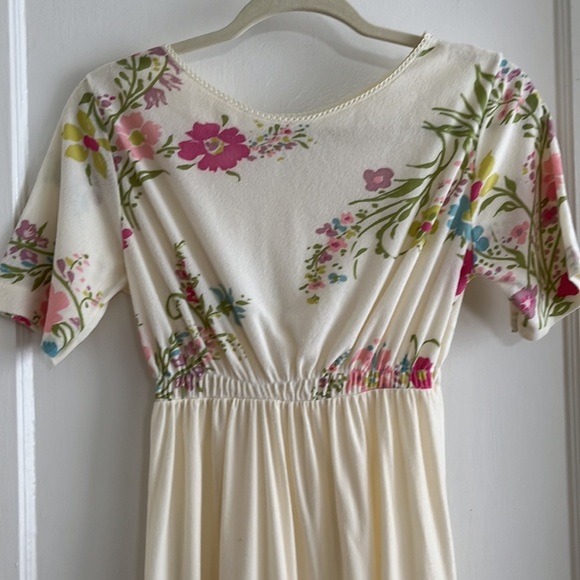 Vintage 70s Sheer Floral Maxi Full Length Boho Dress Nightgown Flower Child - Picture 7 of 13